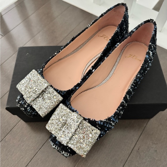 JCrew Sally Ballet Flat in Tweed w/ Glitter Bow - Picture 6 of 12
